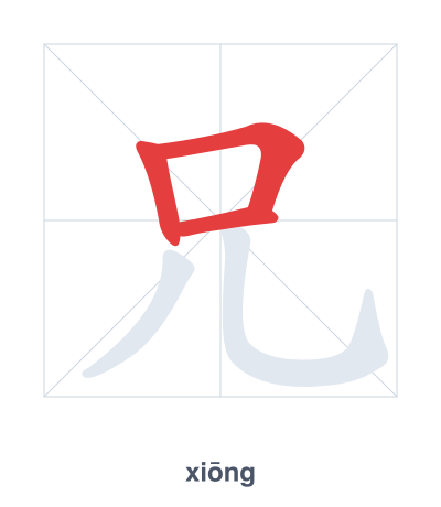 Stroke order practice for 兄 - xiōng