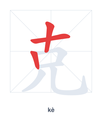 Stroke order practice for 克 - kè