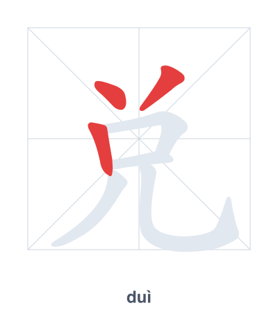 Stroke order practice for 兑 - duì