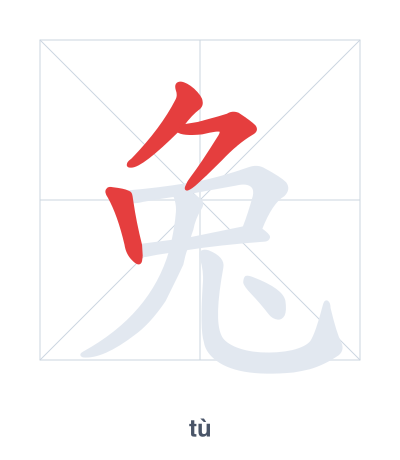Stroke order practice for 兔 - tù