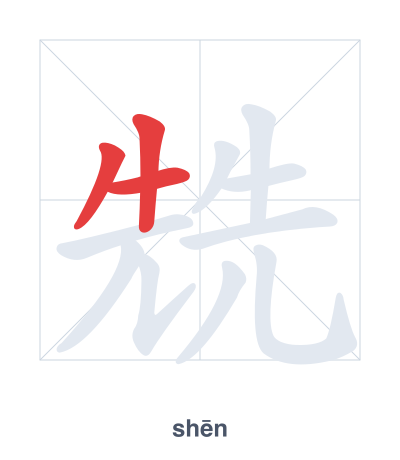 Stroke order practice for 兟 - shēn