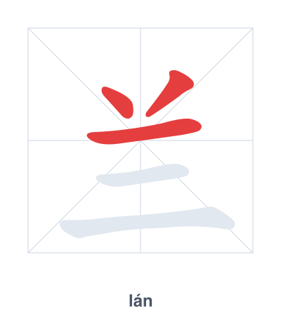 Stroke order practice for 兰 - lán