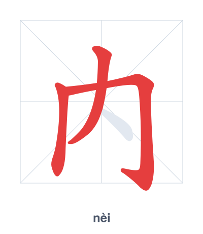Stroke order practice for 内 - nèi