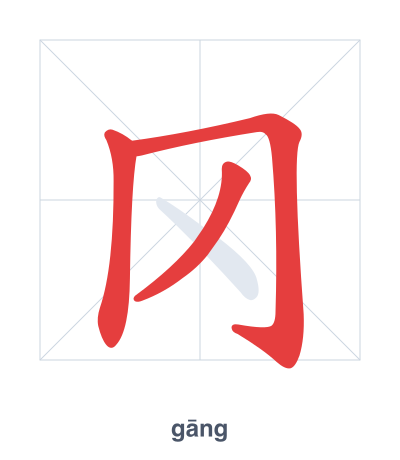 Stroke order practice for 冈 - gāng