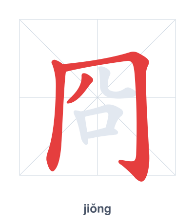Stroke order practice for 冏 - jiǒng