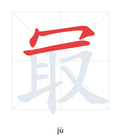 Stroke order practice for 冣 - jù