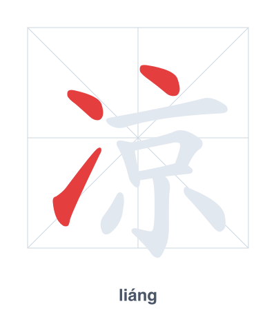 Stroke order practice for 凉 - liáng