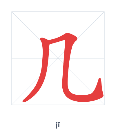 Stroke order practice for 几 - jī