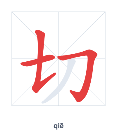 Stroke order practice for 切 - qiē