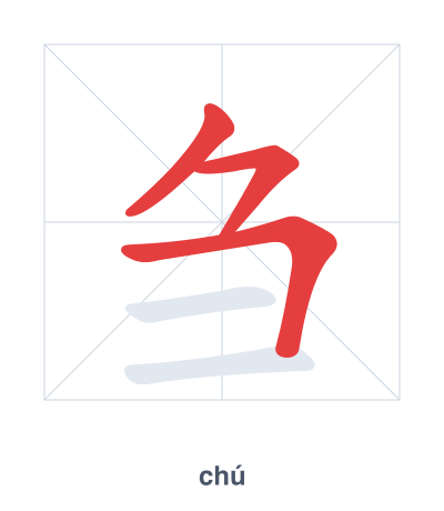 Stroke order practice for 刍 - chú