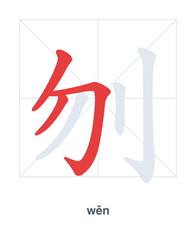 Stroke order practice for 刎 - wěn