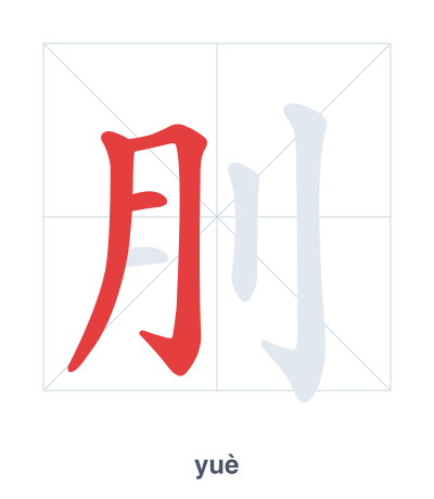 Stroke order practice for 刖 - yuè