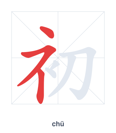 Stroke order practice for 初 - chū
