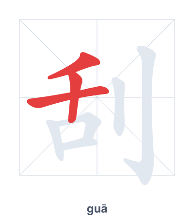 Stroke order practice for 刮 - guā