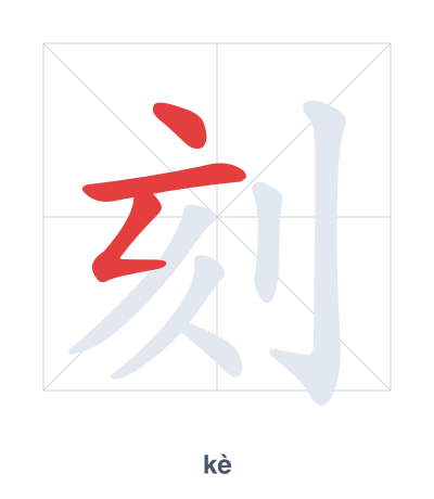 Stroke order practice for 刻 - kè