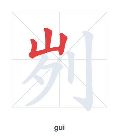Stroke order practice for 刿 - guì