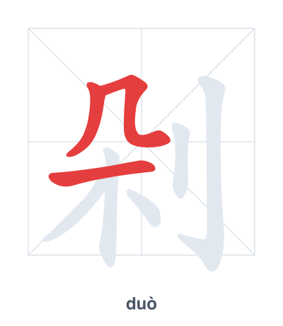Stroke order practice for 剁 - duò