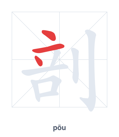 Stroke order practice for 剖 - pōu