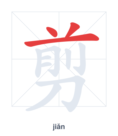 Stroke order practice for 剪 - jiǎn