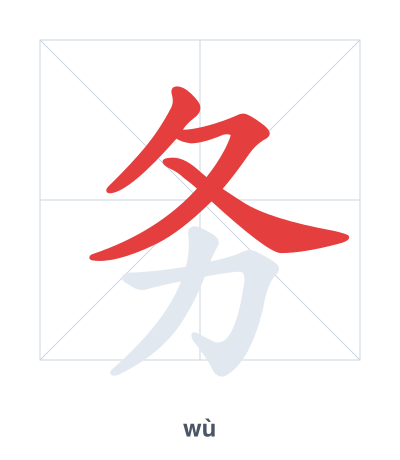 Stroke order practice for 务 - wù
