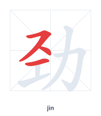 Stroke order practice for 劲 - jìn