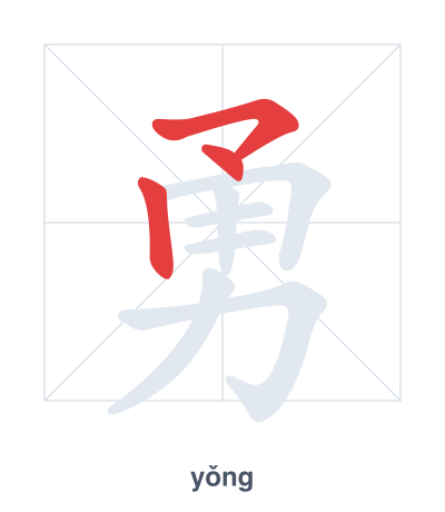 Stroke order practice for 勇 - yǒng