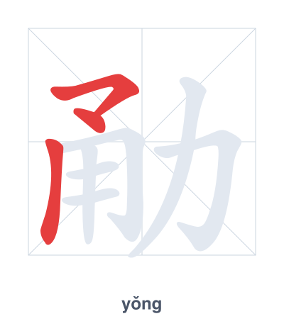 Stroke order practice for 勈 - yǒng