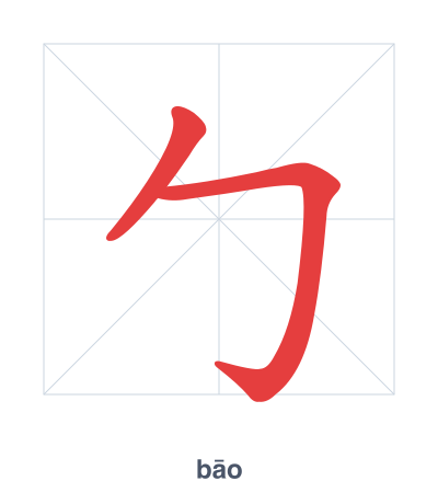 Stroke order practice for 勹 - bāo