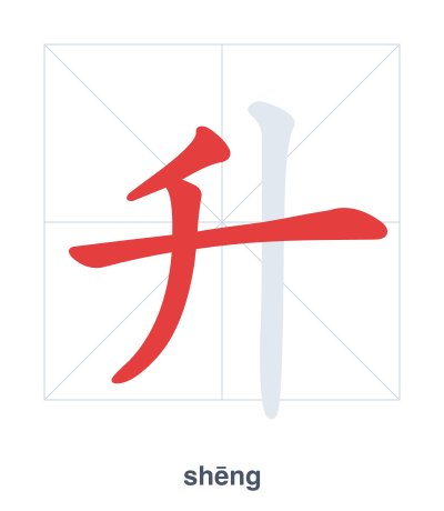 Stroke order practice for 升 - shēng
