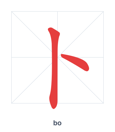 Stroke order practice for 卜 - bo