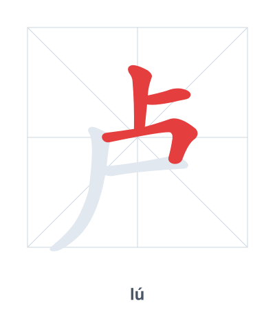 Stroke order practice for 卢 - lú