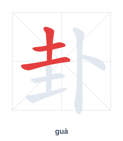 Stroke order practice for 卦 - guà