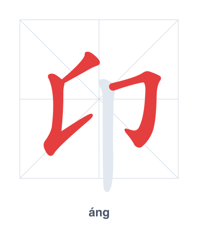 Stroke order practice for 卬 - áng