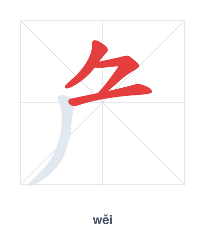 Stroke order practice for 厃 - wěi