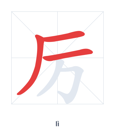 Stroke order practice for 厉 - lì