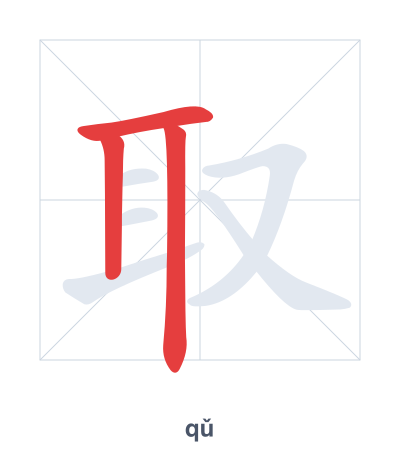 Stroke order practice for 取 - qǔ