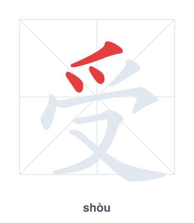 Stroke order practice for 受 - shòu