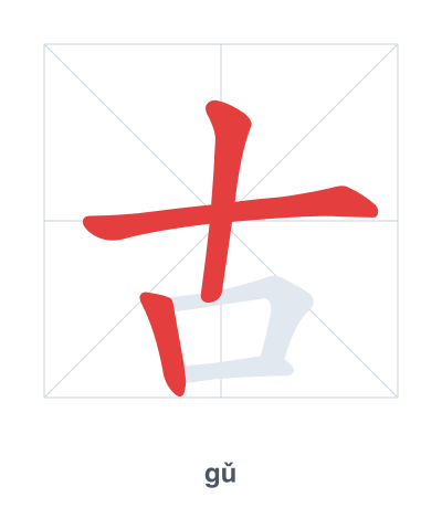 Stroke order practice for 古 - gǔ