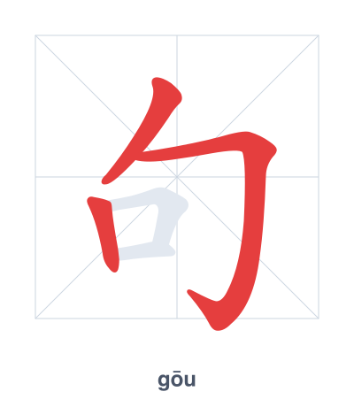 Stroke order practice for 句 - gōu