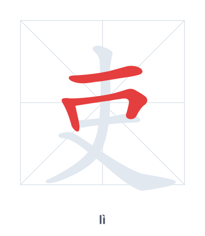 Stroke order practice for 吏 - lì