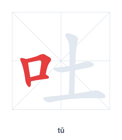 Stroke order practice for 吐 - tǔ