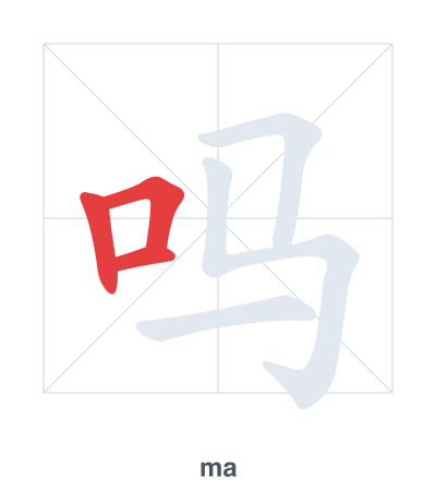 Stroke order practice for 吗 - ma