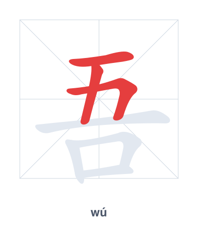 Stroke order practice for 吾 - wú