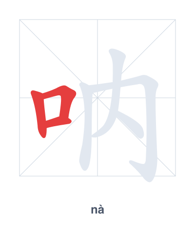 Stroke order practice for 呐 - nà