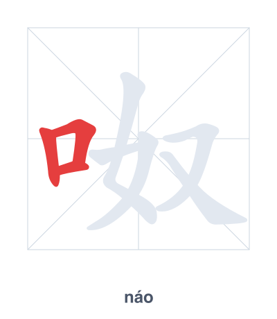 Stroke order practice for 呶 - náo