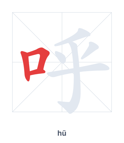 Stroke order practice for 呼 - hū