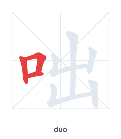 Stroke order practice for 咄 - duō