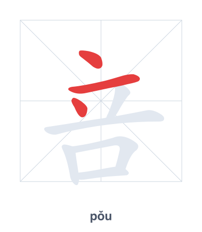 Stroke order practice for 咅 - pǒu