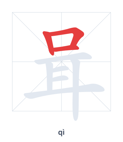 Stroke order practice for 咠 - qì