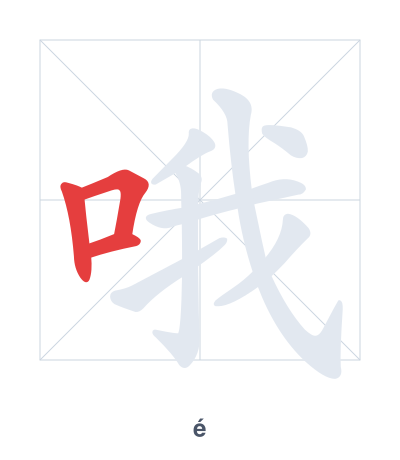 Stroke order practice for 哦 - é